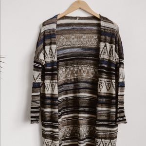 Aztec Printed Long Cardigan
